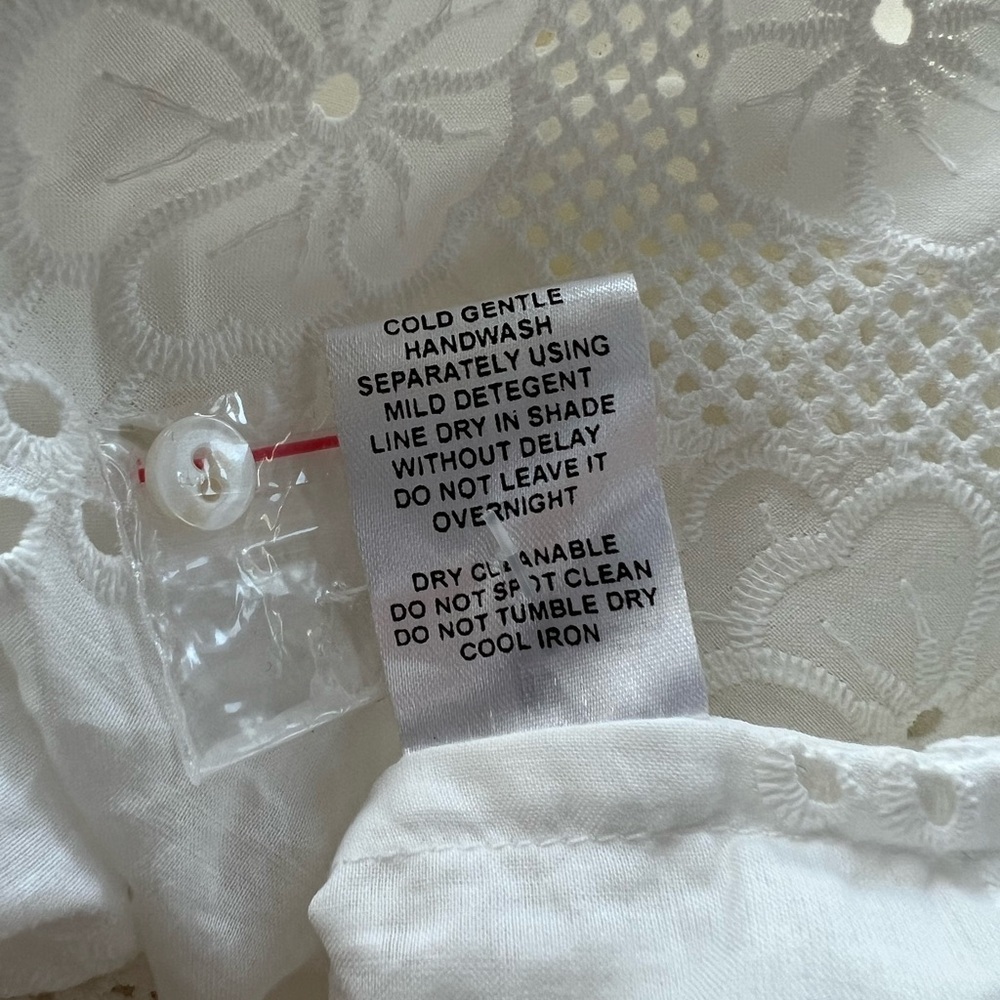 Natalie Martin Lisa Cotton White Eyelet 3/4 Balloon Sleeves Crew Neck Dress, XL - Picture 11 of 12
